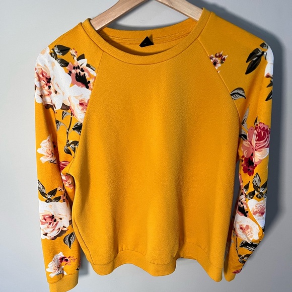 SHEIN Tops - SHEIN Yellow Floral Long Sleeve Top – Bright & Stylish
